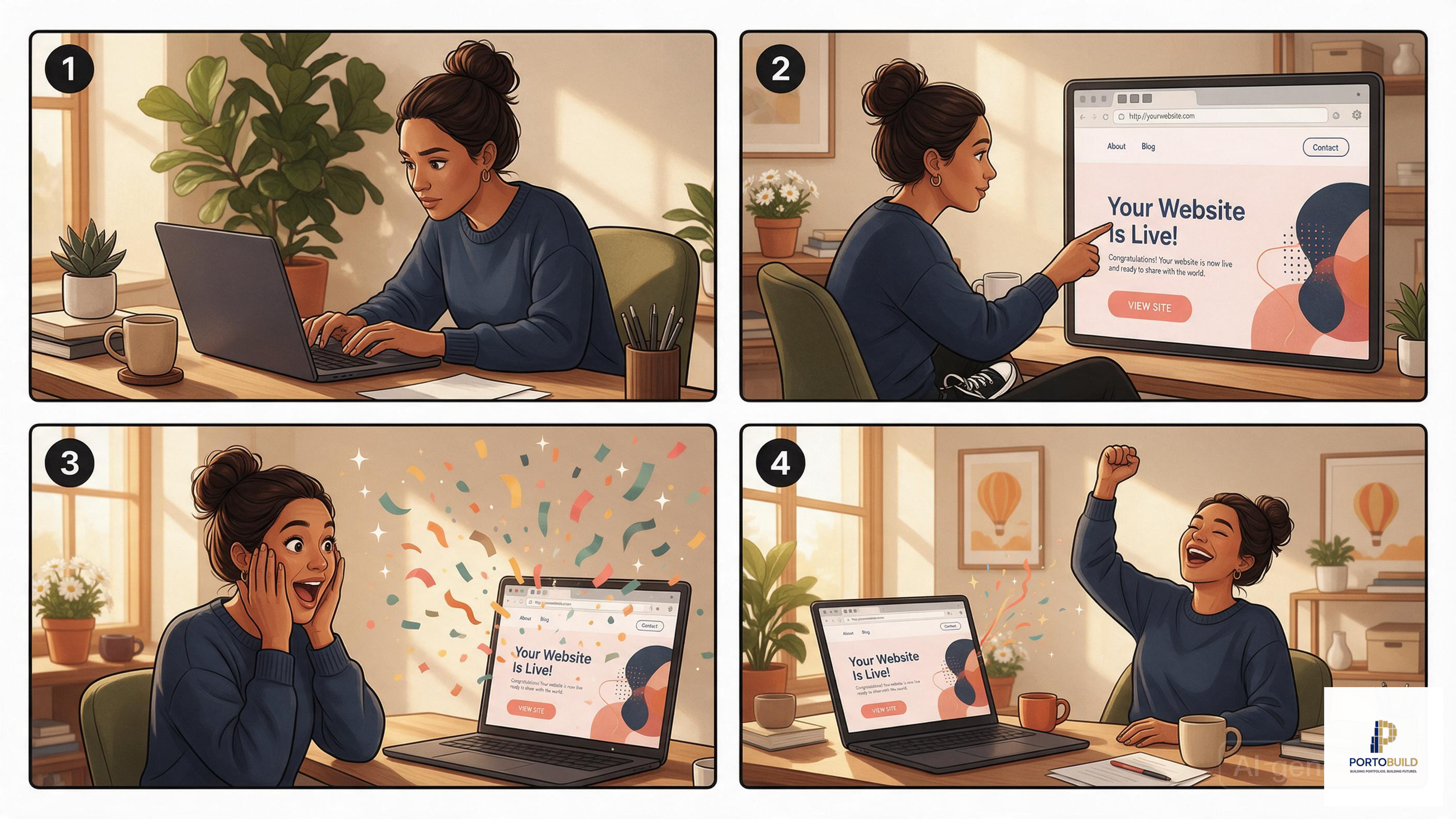 Comic: Woman launches her website